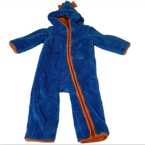 Giggle Baby Baby Winter Fleece Snowsuit One Piece 6-12 Months Blue Orange #1945